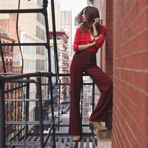 Sezane Francesca Trouser Pant in Burgundy FR38/US6